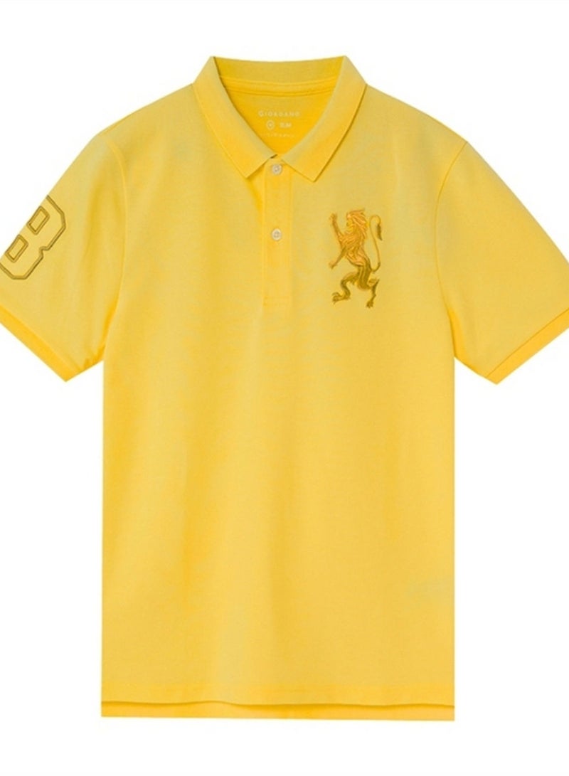 GIORDANO Men’s Slim Fit 3D Lion CNY Lycra Pique Polo - Image 1